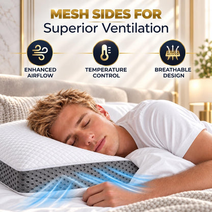 Memory Foam Pillow, Queen Neck Pain Relief, Contour Cervical Pillow, for Neck and Shoulder Pain, Side, Back and Stomach Sleeper, 24x14x5 inches
