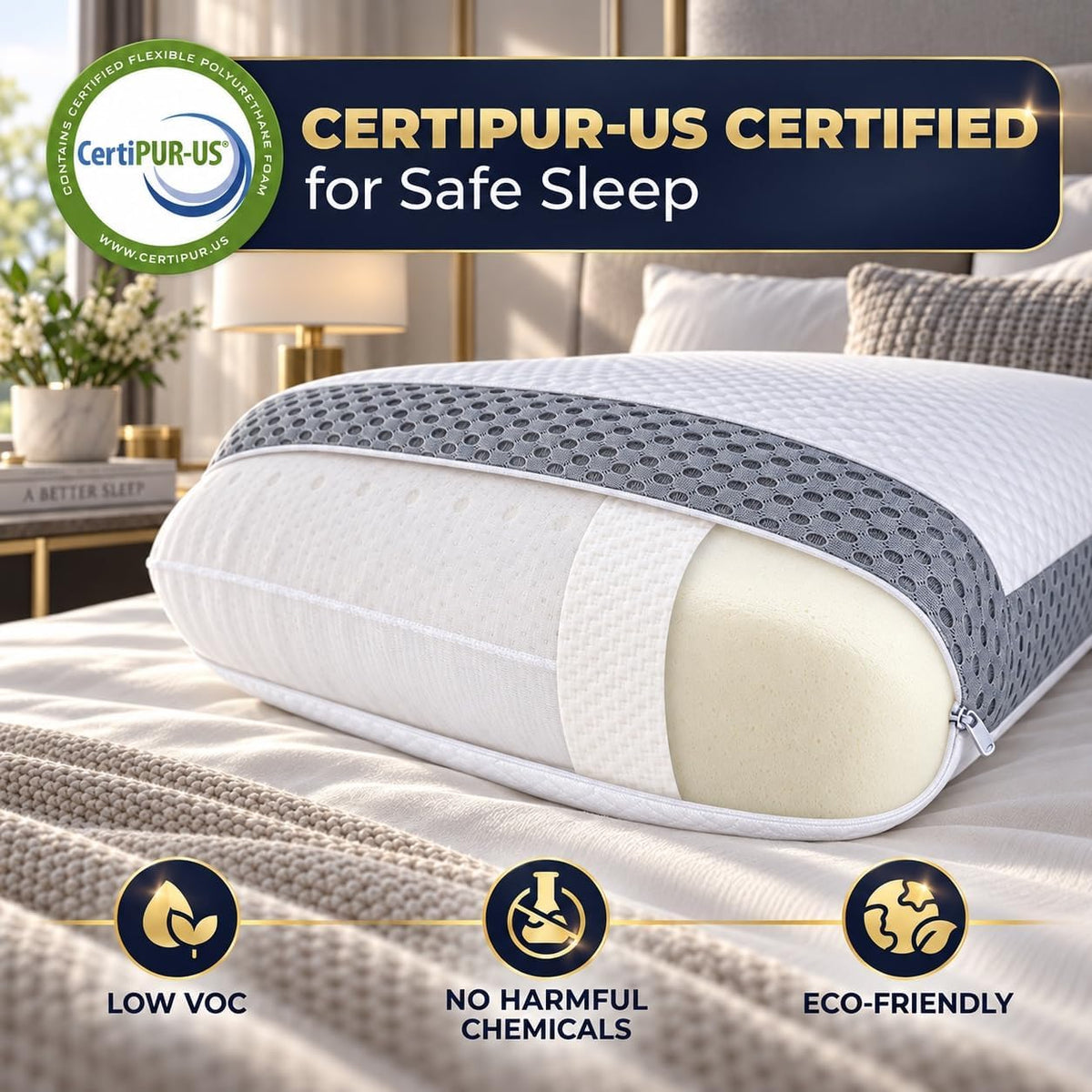 Memory Foam Pillow, Queen Neck Pain Relief, Contour Cervical Pillow, for Neck and Shoulder Pain, Side, Back and Stomach Sleeper, 24x14x5 inches