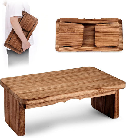 Folding Yoga Meditation Bench - Yoga Kneeling Bench for Adult, Wooden Zen Meditation Stool Kneeling Bench for Yoga Practice (Dark Brown)