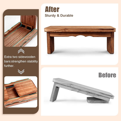 Folding Yoga Meditation Bench - Yoga Kneeling Bench for Adult, Wooden Zen Meditation Stool Kneeling Bench for Yoga Practice (Dark Brown)