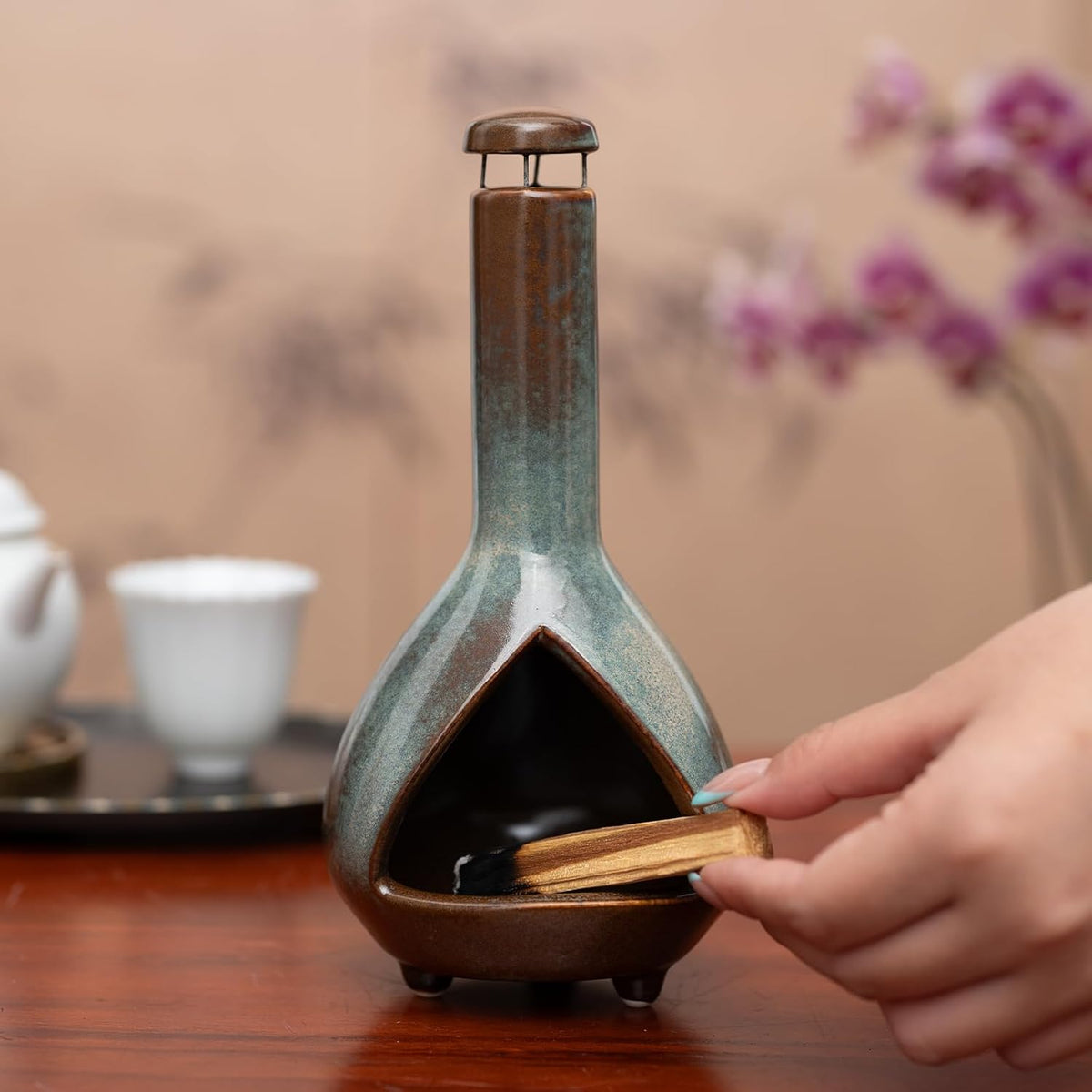 Palo Santo Holder, Mini Chimney Incense Bowl for Sage & Cones