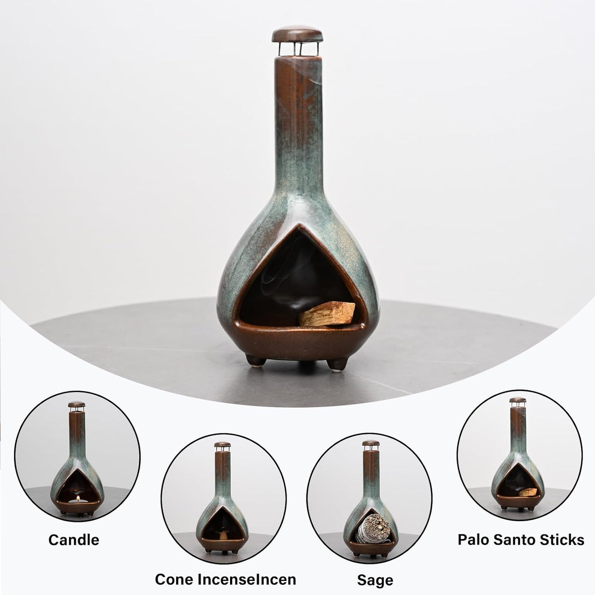 Palo Santo Holder, Mini Chimney Incense Bowl for Sage & Cones
