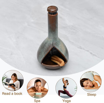 Palo Santo Holder, Mini Chimney Incense Bowl for Sage & Cones