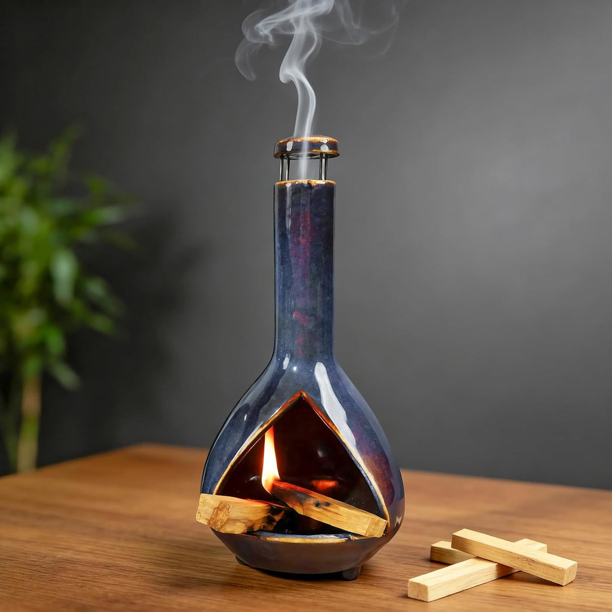 Palo Santo Holder, Mini Chimney Incense Bowl for Sage & Cones