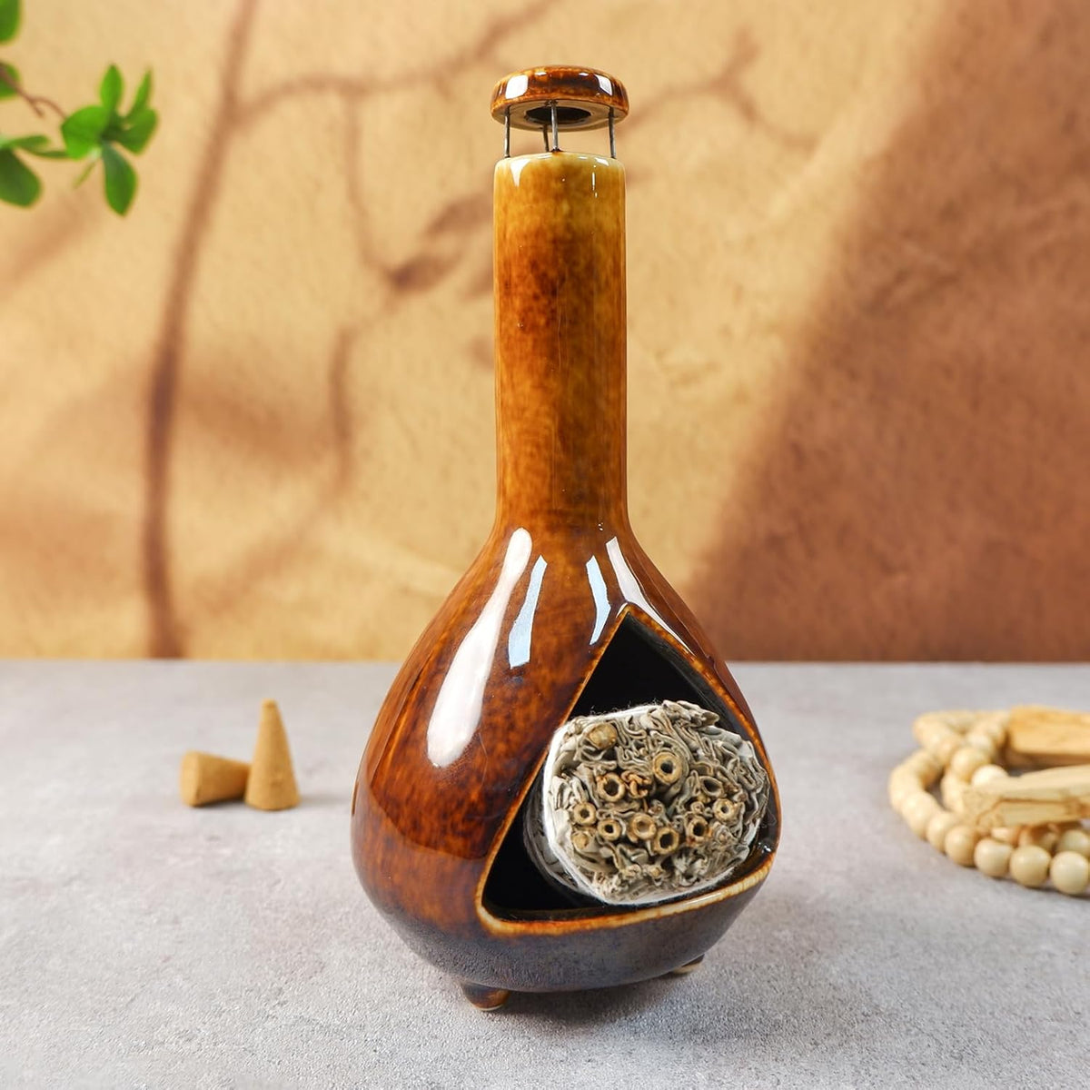 Palo Santo Holder, Mini Chimney Incense Bowl for Sage & Cones