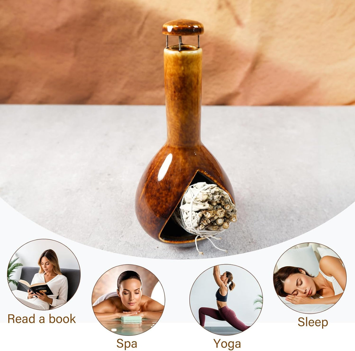 Palo Santo Holder, Mini Chimney Incense Bowl for Sage & Cones