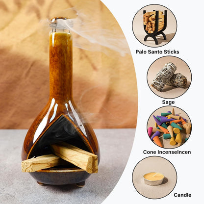 Palo Santo Holder, Mini Chimney Incense Bowl for Sage & Cones