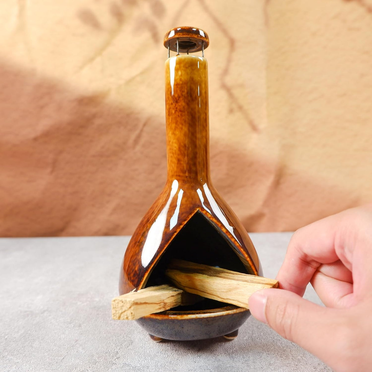 Palo Santo Holder, Mini Chimney Incense Bowl for Sage & Cones