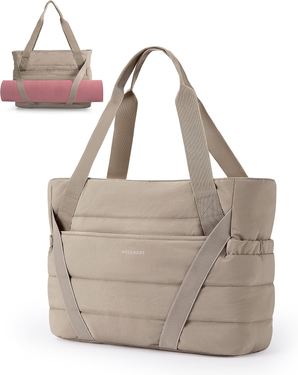 Tote Bag for Women with Zipper and Yoga Mat Straps