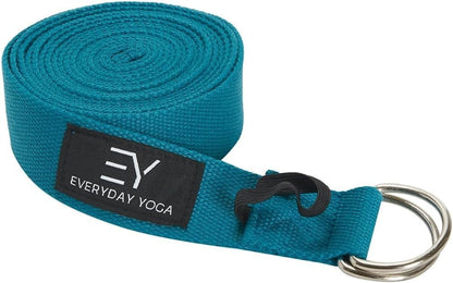 Bolster and Yoga Strap Set, Rectangular Meditation Pillow, Firm Support for Restorative Yoga - Peacock - 10ft Length