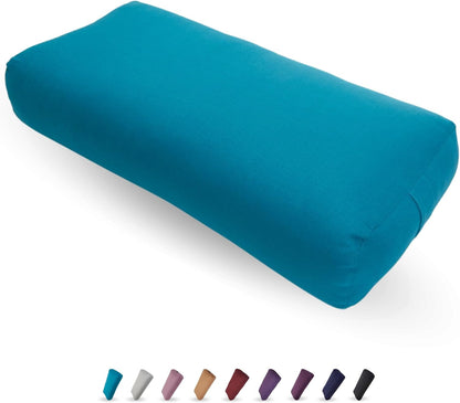 Bolster and Yoga Strap Set, Rectangular Meditation Pillow, Firm Support for Restorative Yoga - Peacock - 10ft Length