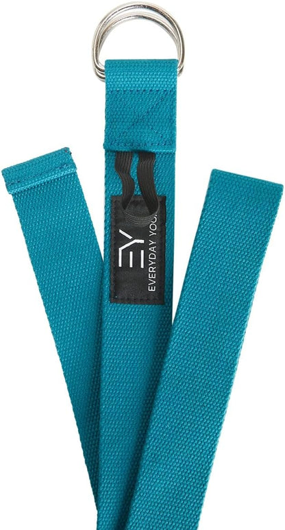 Bolster and Yoga Strap Set, Rectangular Meditation Pillow, Firm Support for Restorative Yoga - Peacock - 10ft Length