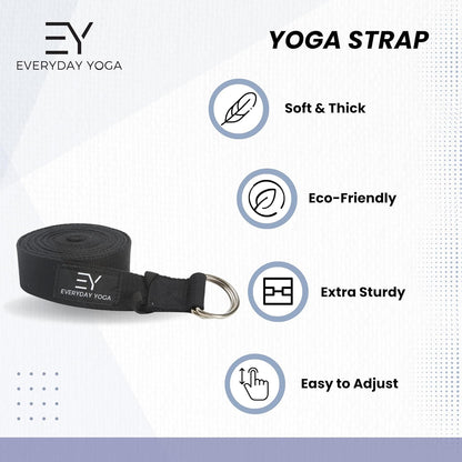 Bolster and Yoga Strap Set, Rectangular Meditation Pillow, Firm Support for Restorative Yoga - Peacock - 10ft Length