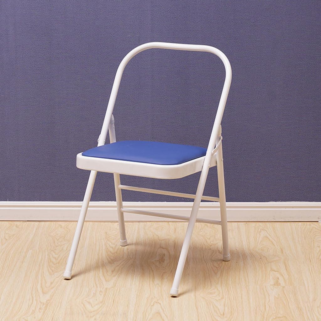 Iyengar Yoga Chair,Metal Frame,Backless Yoga Auxiliary Chair Foldable, Double Beam Yoga Chair with PU Cushion, Double Beam Design,Black