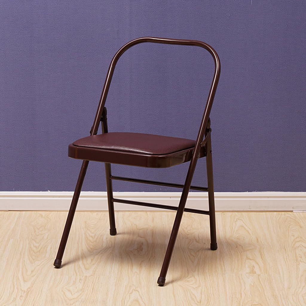 Iyengar Yoga Chair,Metal Frame,Backless Yoga Auxiliary Chair Foldable, Double Beam Yoga Chair with PU Cushion, Double Beam Design,Black