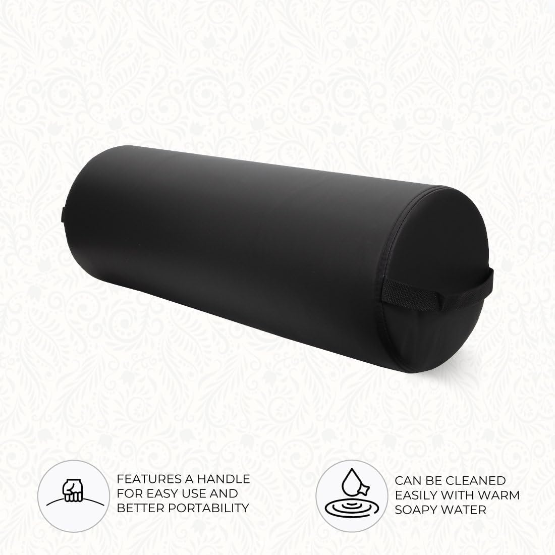 ForPro Jumbo Full Round Massage Table Bolster Pillow, 26" L x 9" R, Black