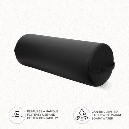ForPro Jumbo Full Round Massage Table Bolster Pillow, 26" L x 9" R, Black