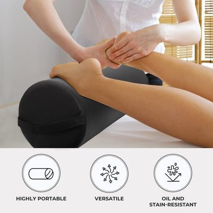 ForPro Jumbo Full Round Massage Table Bolster Pillow, 26" L x 9" R, Black