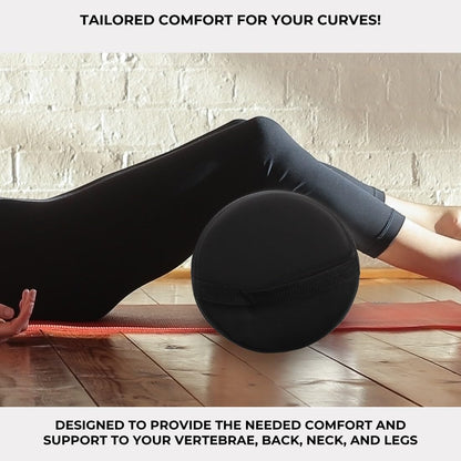 ForPro Jumbo Full Round Massage Table Bolster Pillow, 26" L x 9" R, Black