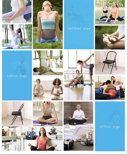 Metal Yoga Chair,Folding and Portable Reinforced Yoga Chair,Backless Chair Yoga Chair Prop,Estorative Yoga Assist Chair,Blue