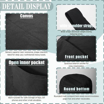 Heavy Duty Cotton Canvas Yoga Bag with Multi-Pocket Organizer, Large Capacity Gym Sports Bags, With 2 Bonus Mat Straps