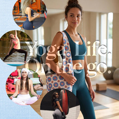 Heavy Duty Cotton Canvas Yoga Bag with Multi-Pocket Organizer, Large Capacity Gym Sports Bags, With 2 Bonus Mat Straps