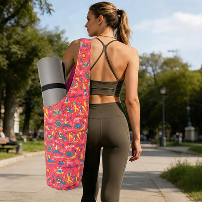 Heavy Duty Cotton Canvas Yoga Bag with Multi-Pocket Organizer, Large Capacity Gym Sports Bags, With 2 Bonus Mat Straps