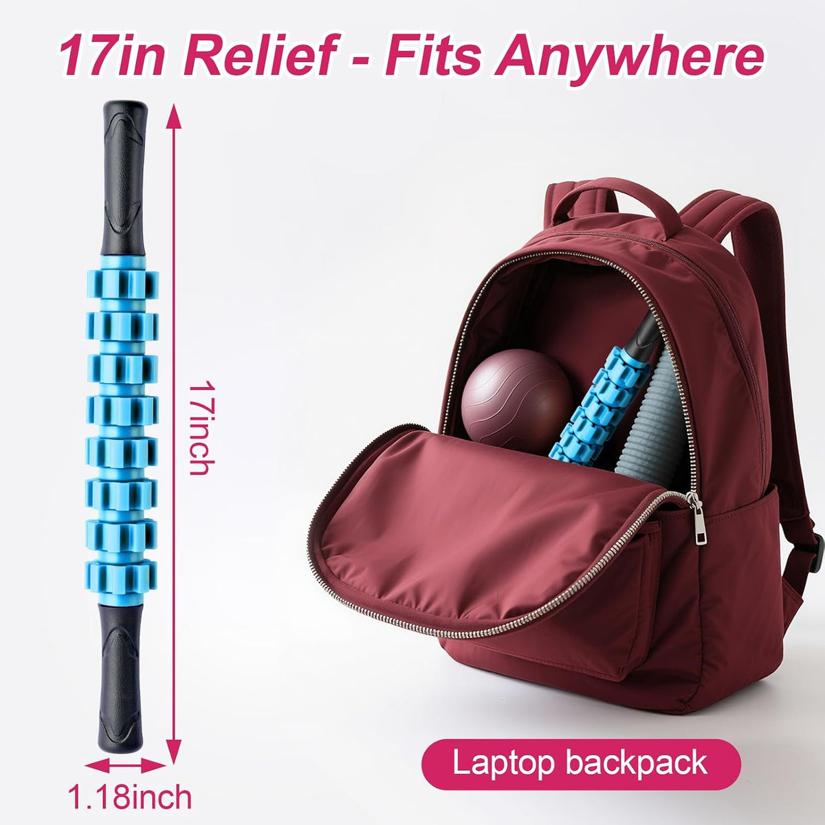 ZanLLW Massage Roller, Muscle Roller Stick, Therapy Roller Stick for Legs, Calf, Thigh, Lipo Roller for Relief Muscles, Deep Tissue Massage Rolling Pin for Trigger Points, Help Sore Muscle Recovery