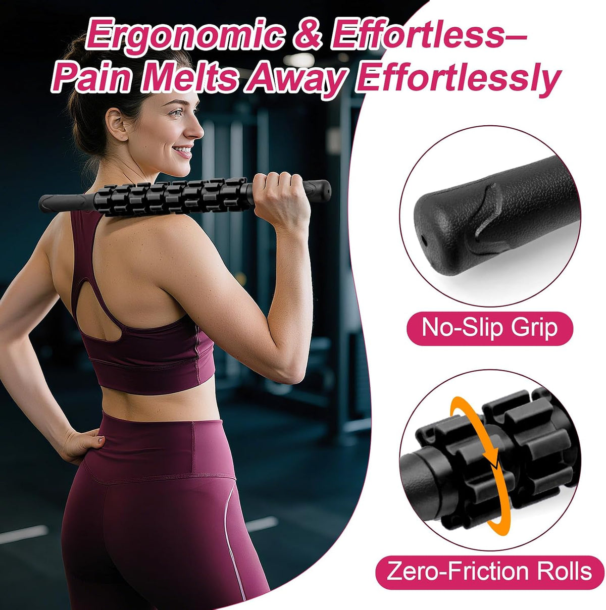 ZanLLW Massage Roller, Muscle Roller Stick, Therapy Roller Stick for Legs, Calf, Thigh, Lipo Roller for Relief Muscles, Deep Tissue Massage Rolling Pin for Trigger Points, Help Sore Muscle Recovery