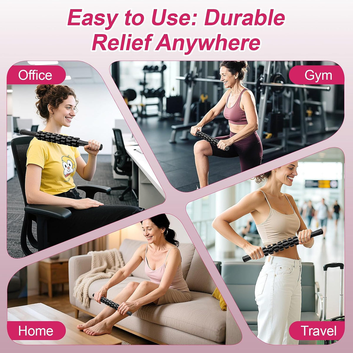 ZanLLW Massage Roller, Muscle Roller Stick, Therapy Roller Stick for Legs, Calf, Thigh, Lipo Roller for Relief Muscles, Deep Tissue Massage Rolling Pin for Trigger Points, Help Sore Muscle Recovery
