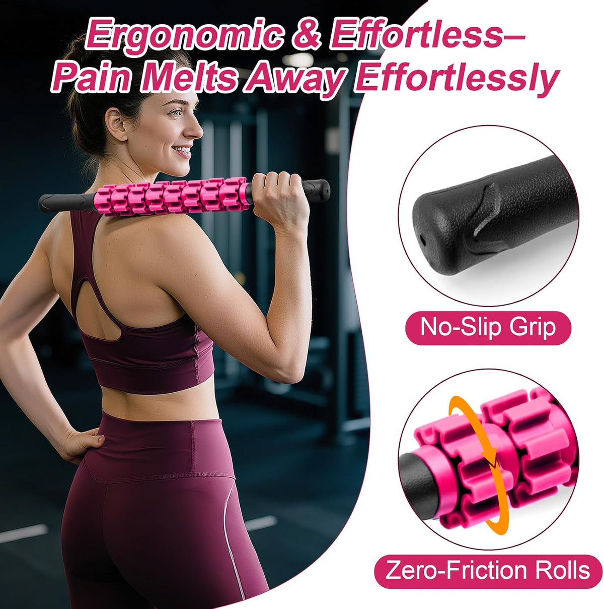 ZanLLW Massage Roller, Muscle Roller Stick, Therapy Roller Stick for Legs, Calf, Thigh, Lipo Roller for Relief Muscles, Deep Tissue Massage Rolling Pin for Trigger Points, Help Sore Muscle Recovery