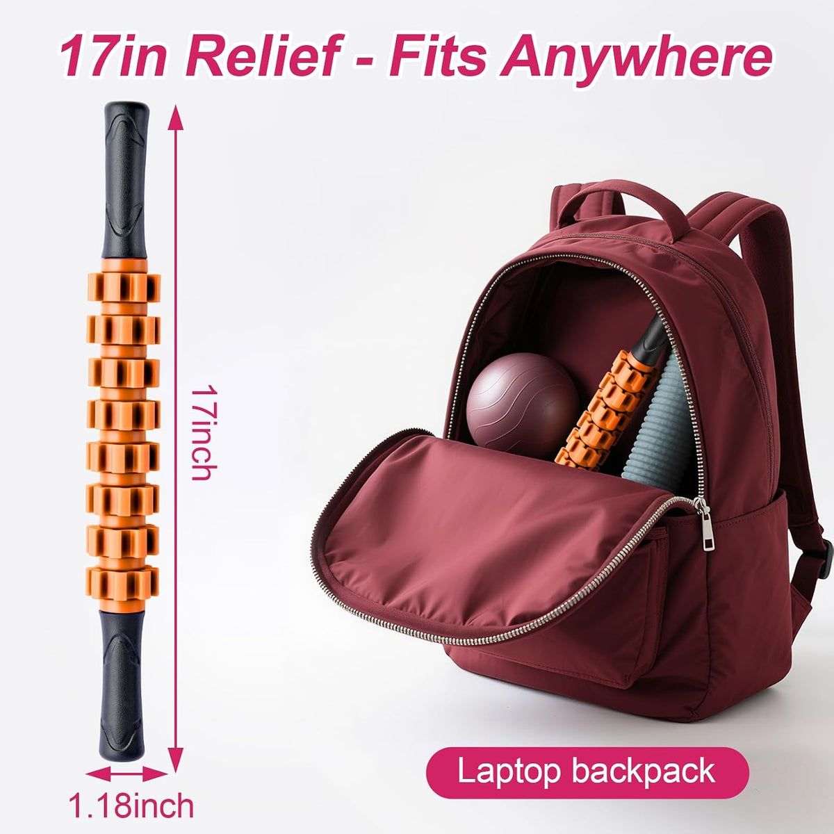 ZanLLW Massage Roller, Muscle Roller Stick, Therapy Roller Stick for Legs, Calf, Thigh, Lipo Roller for Relief Muscles, Deep Tissue Massage Rolling Pin for Trigger Points, Help Sore Muscle Recovery