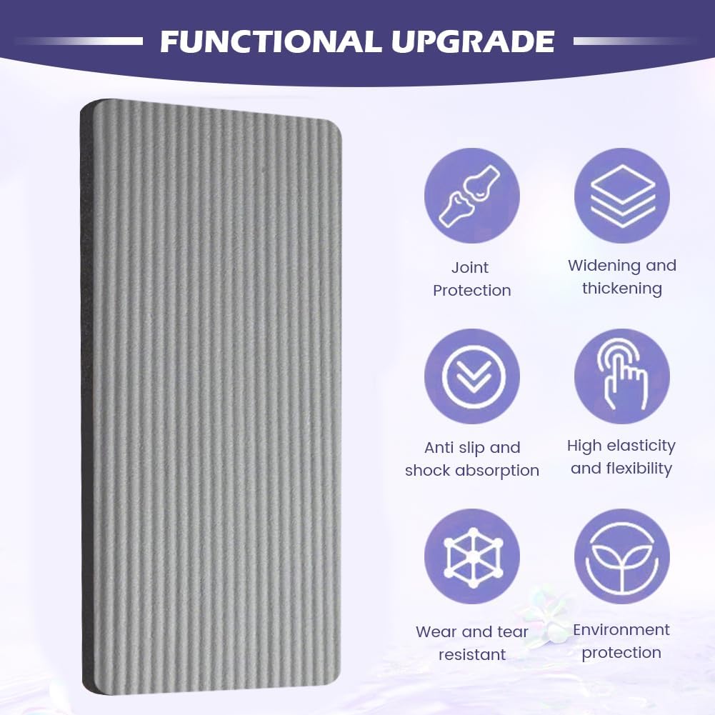Yoga Knee Pad,Thick 0.59''(15mm) High Density Foam NBR Material Yoga Knee Cushion,Clear Up Pain During Exercise,Exercise Pads for Knees Elbows Wrist,for Pilates and Planks(24x10x0.59inch,Grey)