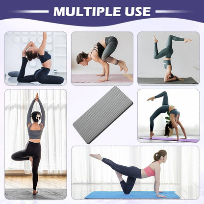 Yoga Knee Pad,Thick 0.59''(15mm) High Density Foam NBR Material Yoga Knee Cushion,Clear Up Pain During Exercise,Exercise Pads for Knees Elbows Wrist,for Pilates and Planks(24x10x0.59inch,Grey)