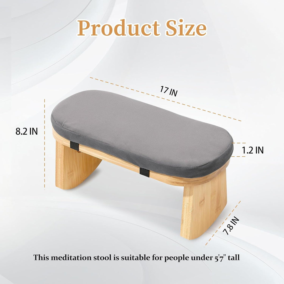 Meditation Bench, Folding Yoga Stool with Curved Bottom Edges