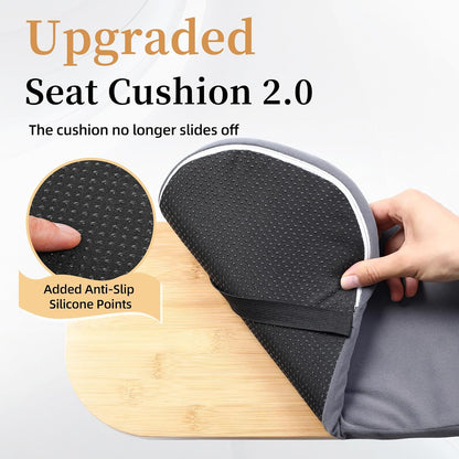 Meditation Bench, Folding Yoga Stool with Curved Bottom Edges
