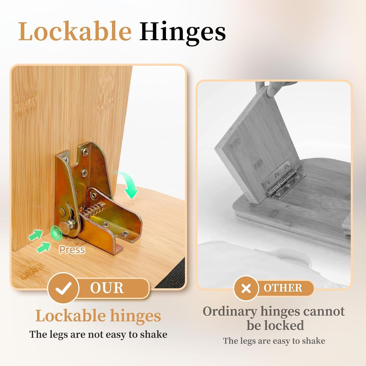 Meditation Bench, Folding Yoga Stool with Curved Bottom Edges