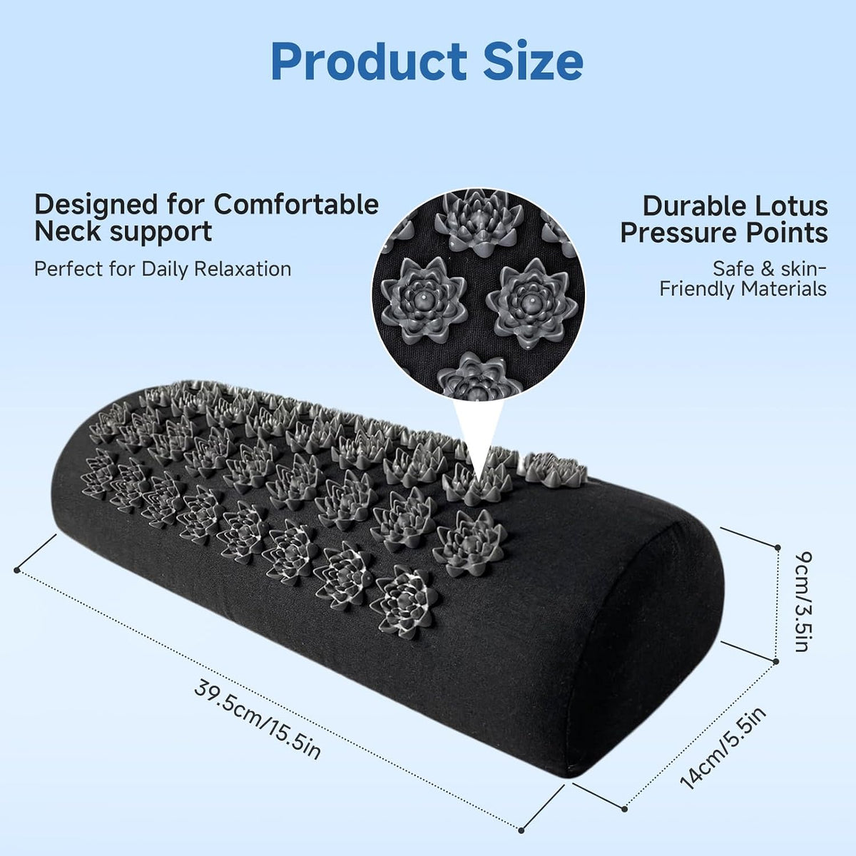 Acupressure Neck Pillow, Ergonomic Neck Support Pillow with Raised Pressure Points, Neck Rest Pillow for Home, Office, Travel, Reading, Relaxation Gift for Women & Men, Light Gray