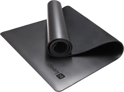 Rubber Yoga Mat - Professional Sweat Absorbent PU & Natural Rubber. Non Slip Workout Mats for Women & Men, 5mm Thick, 72"x26" Extra Long Wide Pad for Hot Yoga, Pilates, HIIT, Home Gym - Strap Included