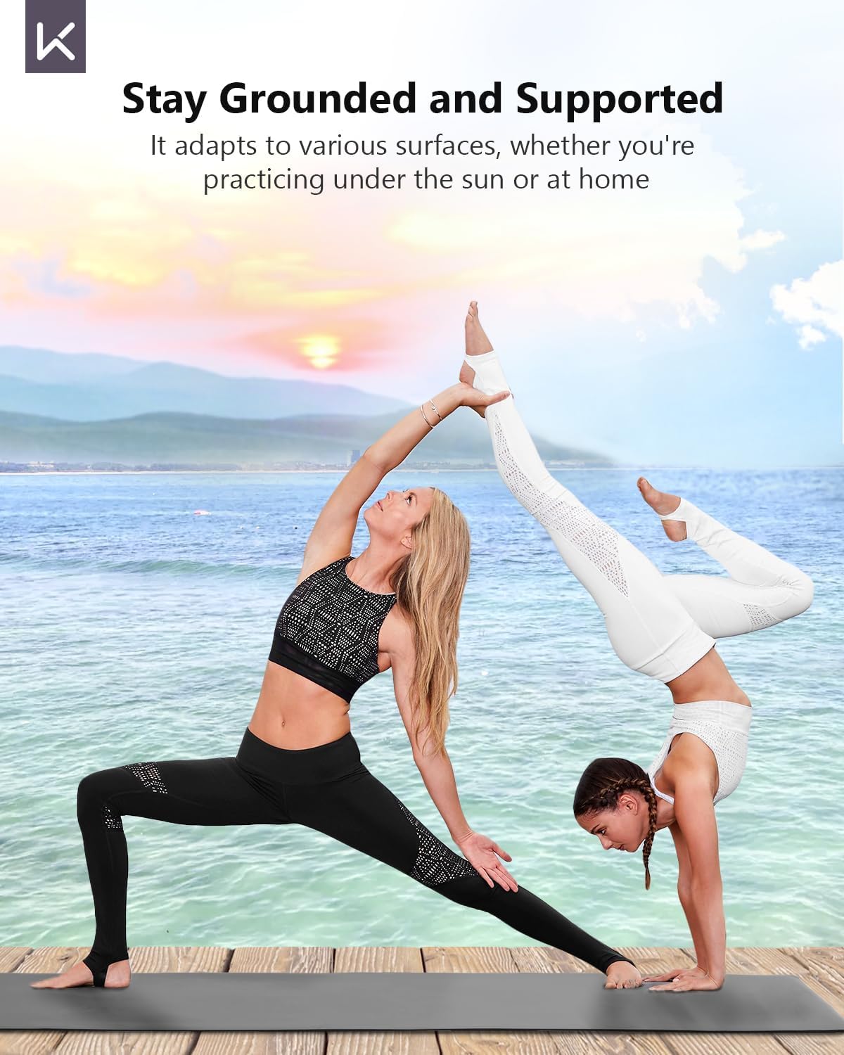 Rubber Yoga Mat - Professional Sweat Absorbent PU & Natural Rubber. Non Slip Workout Mats for Women & Men, 5mm Thick, 72"x26" Extra Long Wide Pad for Hot Yoga, Pilates, HIIT, Home Gym - Strap Included