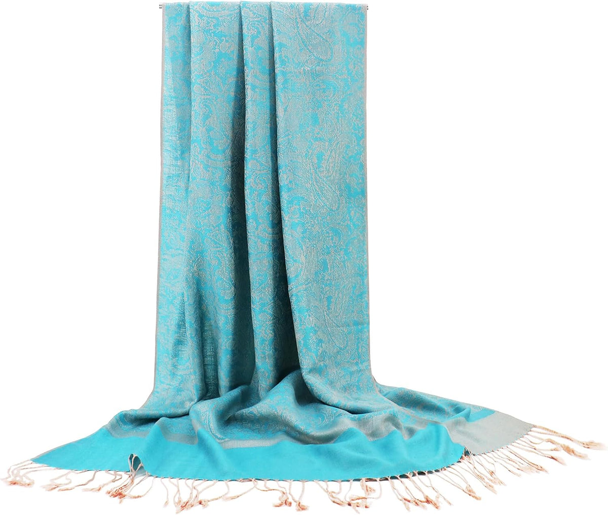 Silky Paisley Pashmina Shawl Scarf-Women's Soft Double-side Jacquard Pashminas Wrap for Evening Dress Travel Shawl