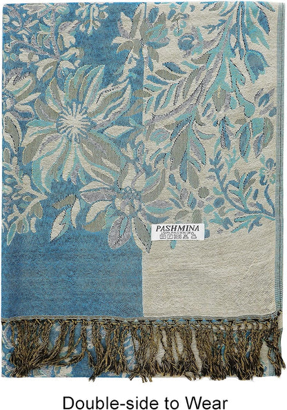 Silky Paisley Pashmina Shawl Scarf-Women's Soft Double-side Jacquard Pashminas Wrap for Evening Dress Travel Shawl