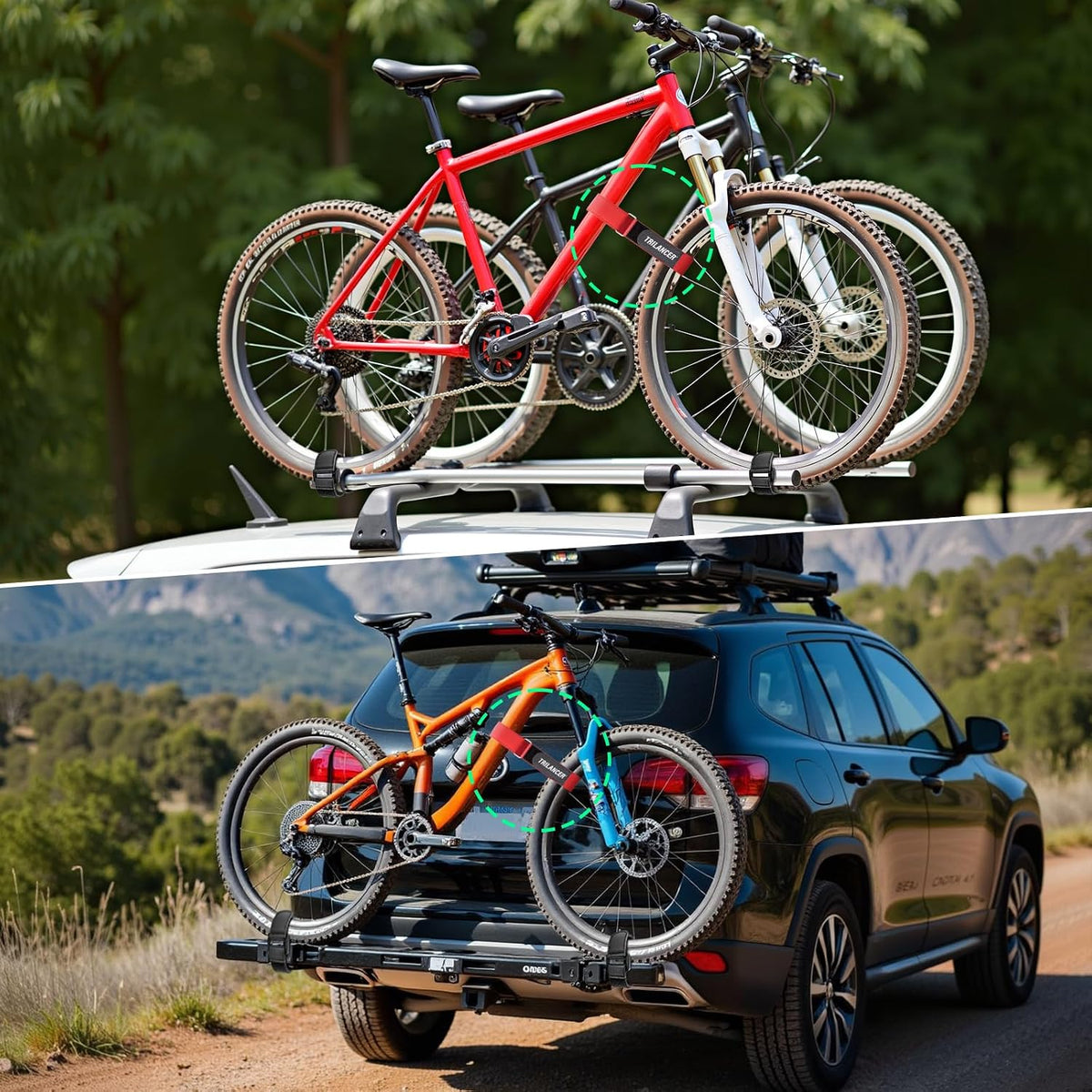 Bike Rack Straps with Extra-Wide Silicone Anti-Slip Coating, 29.5'' x 1.5''