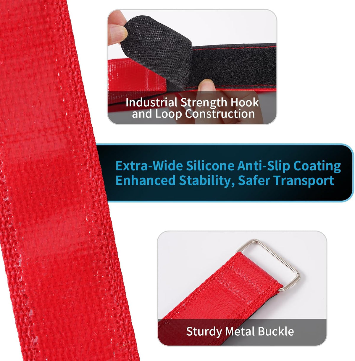 Bike Rack Straps with Extra-Wide Silicone Anti-Slip Coating, 29.5'' x 1.5''
