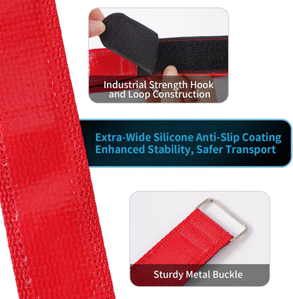 Bike Rack Straps with Extra-Wide Silicone Anti-Slip Coating, 29.5'' x 1.5''