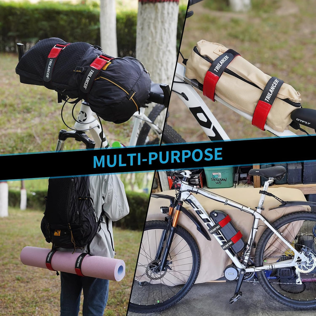Bike Rack Straps with Extra-Wide Silicone Anti-Slip Coating, 29.5'' x 1.5''