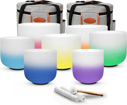 432Hz 6"-12" Gradient Design Crystal Singing Bowl Set of 7