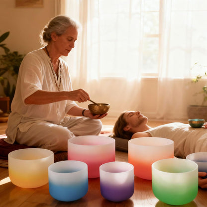 432Hz 6"-12" Gradient Design Crystal Singing Bowl Set of 7