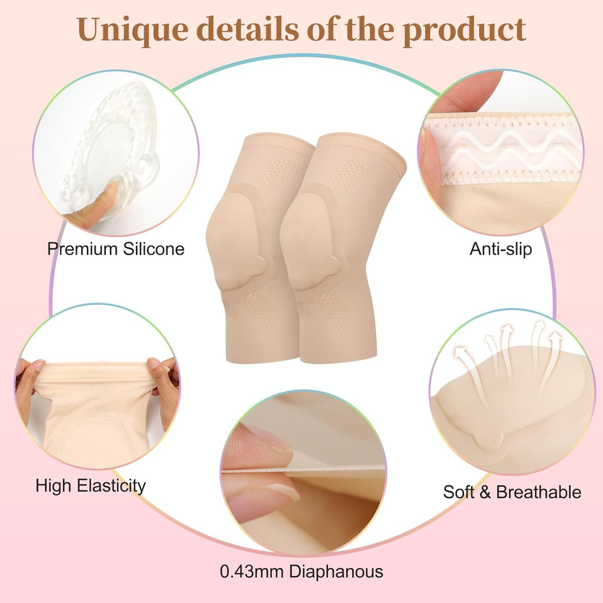 Ultra-thin Dance Knee Sleeves with Gel Pads for Dance, Ballet, Yoga, Cheerleading, Leg Sleeves for Girls，Gift Idea