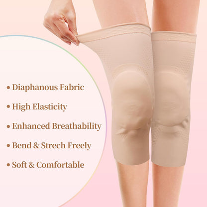 Ultra-thin Dance Knee Sleeves with Gel Pads for Dance, Ballet, Yoga, Cheerleading, Leg Sleeves for Girls，Gift Idea